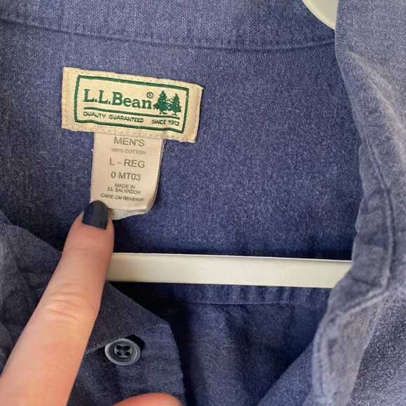 LL Bean Blue Jacket Button Up 100% cotton size large - Picture 2 of 6